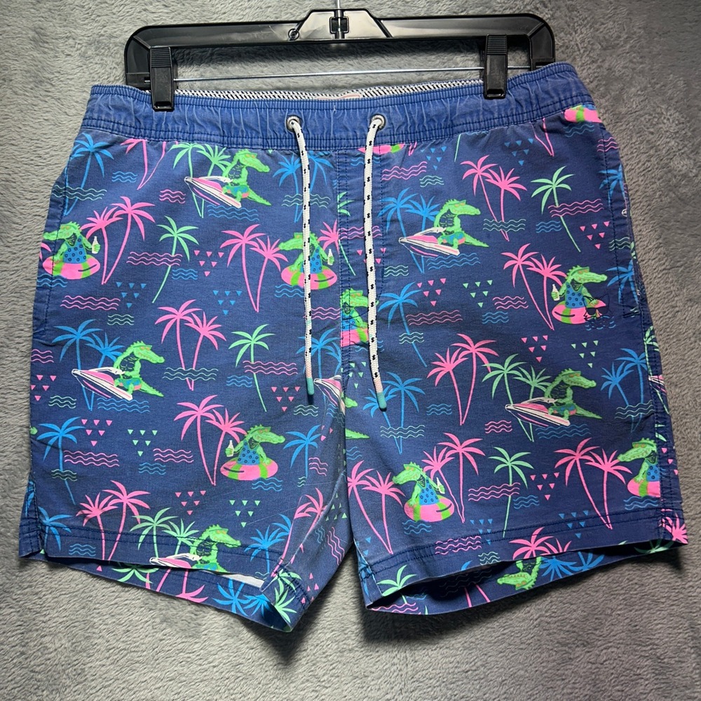 Ski Gator Swim Short by Party Pants Medium Alligator Tropical Print Swim Trunks